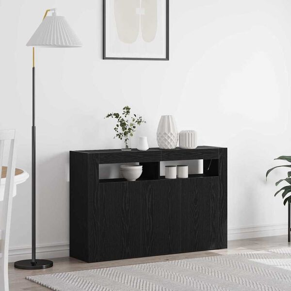 vidaXL Sideboard Black Oak 45.67 x 11.81 x 29.53 in Engineered Wood