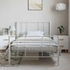 vidaXL Bed Frame White Powder-Coated Steel Twin Bed Frame Rectangular