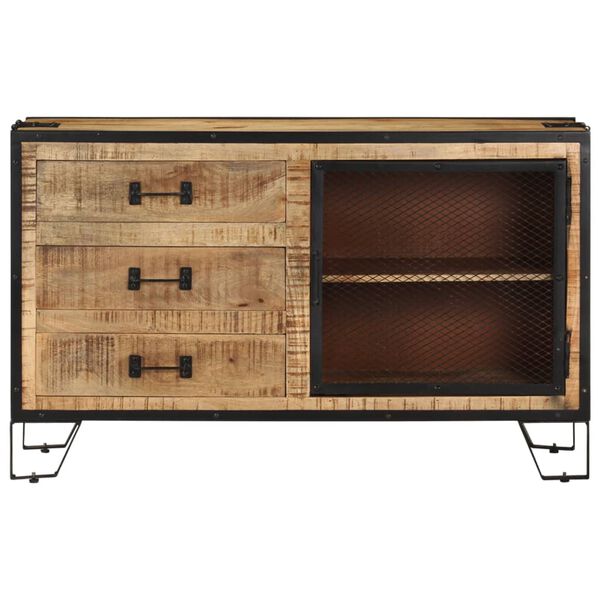 vidaXL Sideboard Brown and black Solid rough mango wood, steel Medium