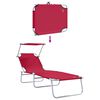 vidaXL Sun Lounger Folding 2-person 2 pcs Red 58 x 188 x 77cm fabric