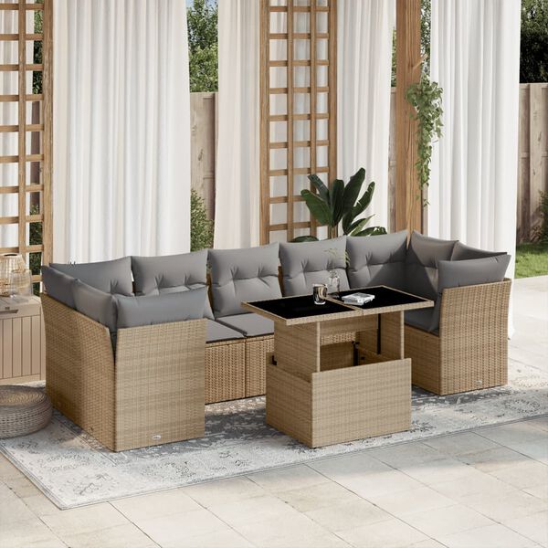 vidaXL Garden Sofa Set Beige and Light Grey