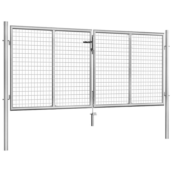 vidaXL Garden Gate Galvanised Steel 118.1x39.4" Silver