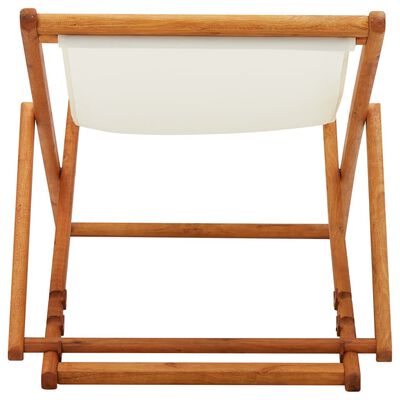 vidaXL Folding Beach Chair Eucalyptus Wood and Fabric Cream White