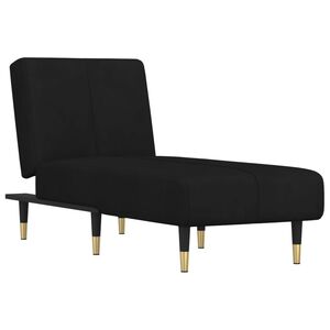 vidaXL Chaise Longue Black Velvet (100% polyester), plywood, metal, foam