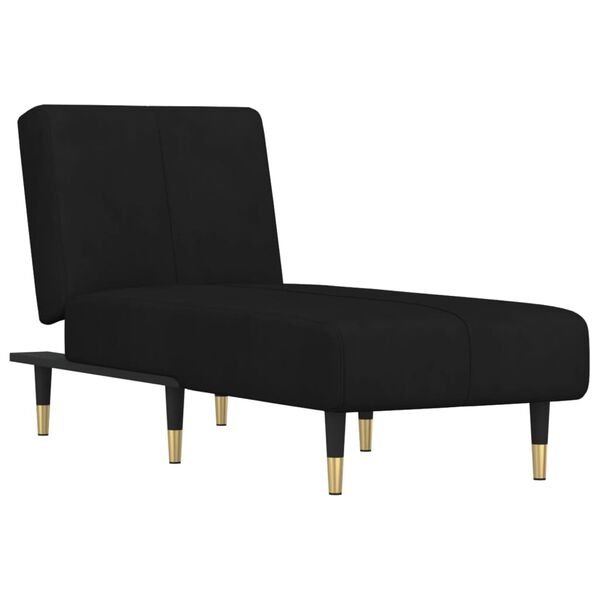 vidaXL Chaise Longue Black Velvet (100% polyester), plywood, metal, foam
