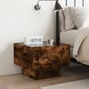 vidaXL Bedside Table Smoked Oak Engineered Wood, Glass Medium Square