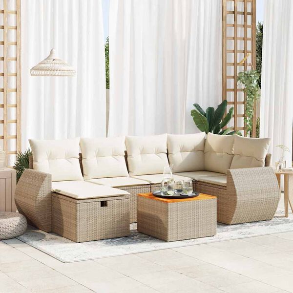 vidaXL Garden Sofa Set Beige & Cream White
