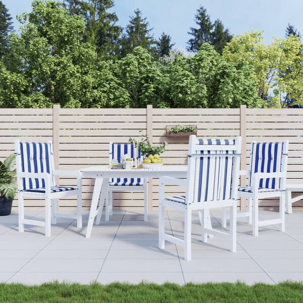 vidaXL Lowback Chair Cushion Set of 4 Blue & White Stripe 100% polyester