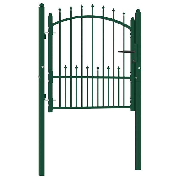 vidaXL Fence Gate with Spikes Steel 40.9x38.2" Green
