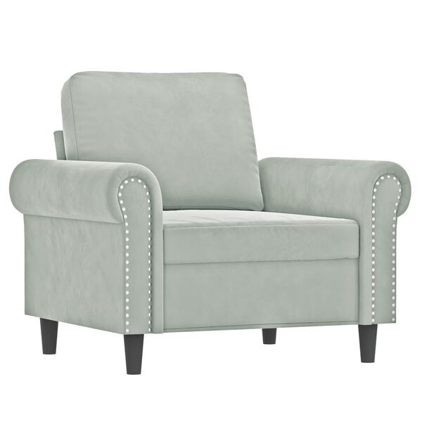 vidaXL Sofa Chair with Footstool Light Gray 23.6" Velvet