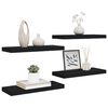 vidaXL Wall Shelf Set of 4 Black Honeycomb MDF, metal Medium