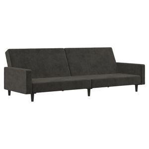 vidaXL Sofa Bed Dark grey Velvet (100% polyester), wood, plastic 2-seater