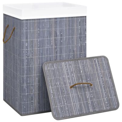 vidaXL Bamboo Laundry Basket Gray