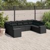 vidaXL Garden Sofa Set Black PE rattan, Powder-Coated Steel Large
