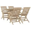 vidaXL Garden Dining Set Grey Solid teak wood 5-piece set Foldable