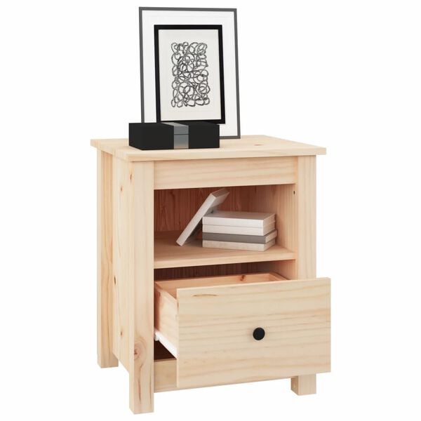 vidaXL Bedside Cabinet Natural Pine Solid Pine Wood Small