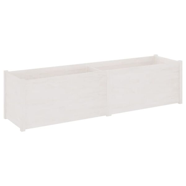 vidaXL Large Planter White Solid Pinewood Durable Rectangular