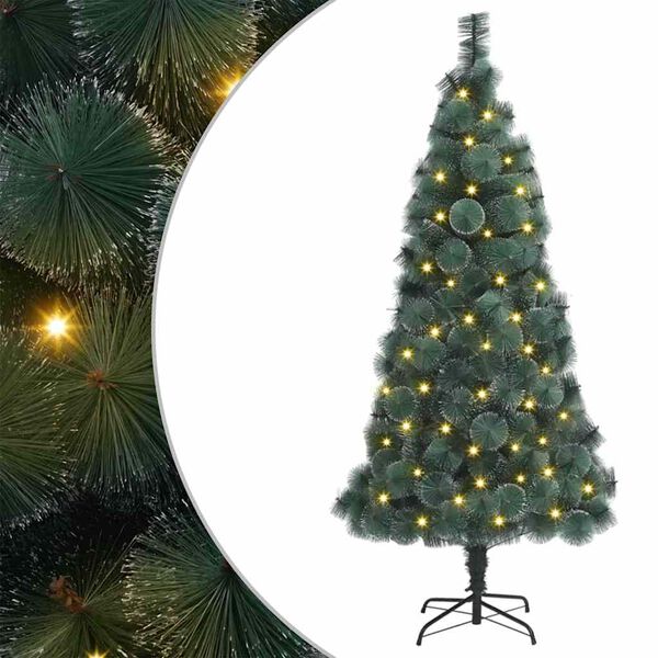 vidaXL Artificial Pre-lit Christmas Tree with 300 LEDs Green 70.9" PET