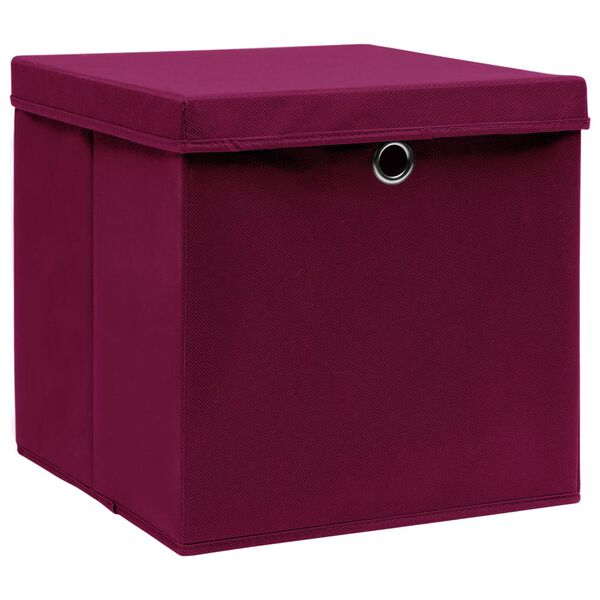 vidaXL Storage Box Set of 4 Dark Red Non-woven fabric (100% polyester)