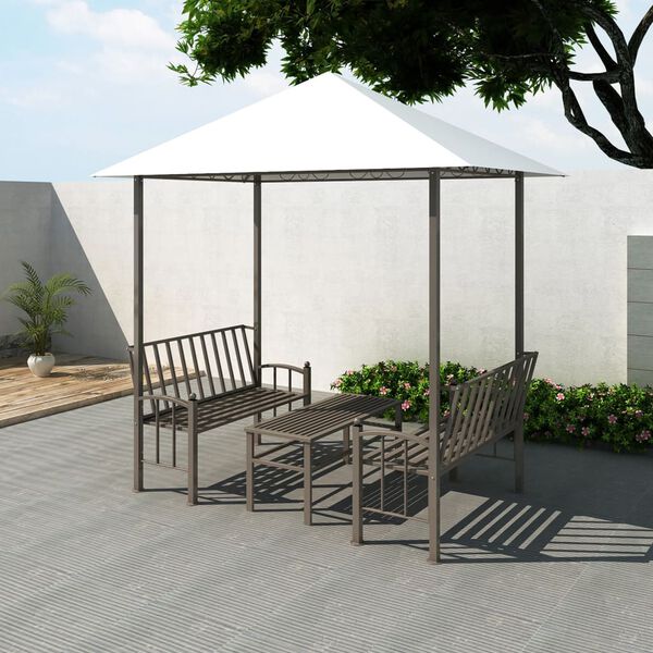 vidaXL Garden Pavilion White Polyester 98.4x59.1x94.5 inches Durable