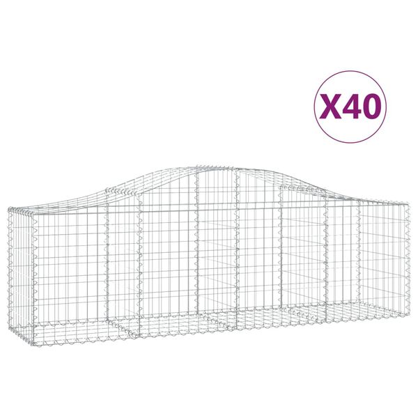 vidaXL Gabion Basket Set of 40 Silver Galvanized Iron Large Durable