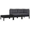 vidaXL Garden Lounge Set Set of 3 Black Solid pinewood, 100% polyester