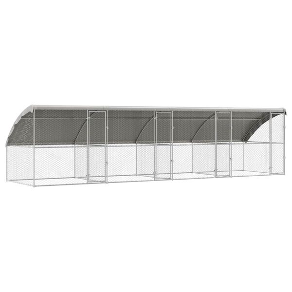 vidaXL Dog Kennel 4 pcs Silver 26.25 x 6.56 x 6.56 ft Steel