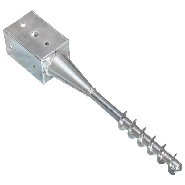 vidaXL Ground Spikes 2 pcs Silver 3.5x3.5x22.0" Galvanised Steel