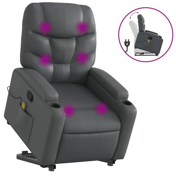 vidaXL Stand Up Massage Recliner Chair Grey