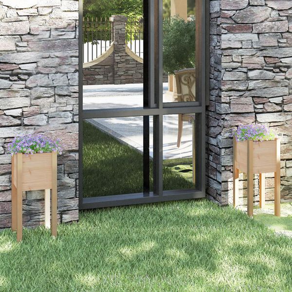 vidaXL Planter Set of 2 Pine Solid pinewood 12.2 in x 12.2 in x 27.6 in