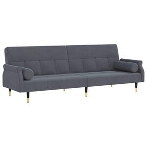 vidaXL Sofa Bed Dark Grey Velvet, plywood, metal Large