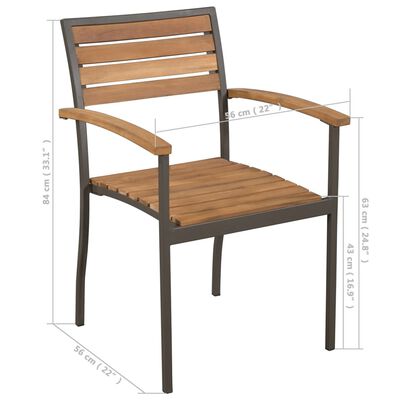 vidaXL Stackable Patio Chairs 2 pcs Solid Acacia Wood and Steel