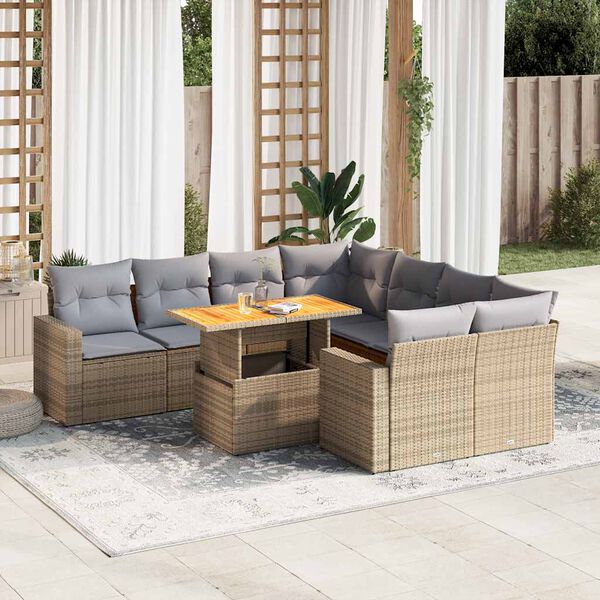vidaXL Garden Sofa Set Beige and Light Grey