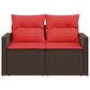 vidaXL Patio Sofa with Cushions 2-Seater Brown Poly Rattan