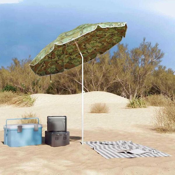 vidaXL Beach Parasol Camouflage 161 x 193 cm Polyester
