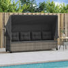 vidaXL Sun Lounger Grey PE rattan, powder-coated steel, fabric cushions