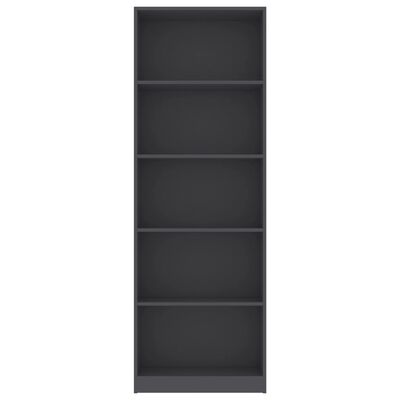 vidaXL 5-Tier Book Cabinet Gray 23.6"x9.4"x68.9" Chipboard