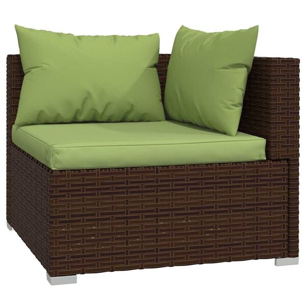 vidaXL Garden Lounge Set Brown sofa, Green cushions