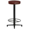 vidaXL Bar Stool Set of 2 Brown, Black Real Leather, Powder-Coated Iron