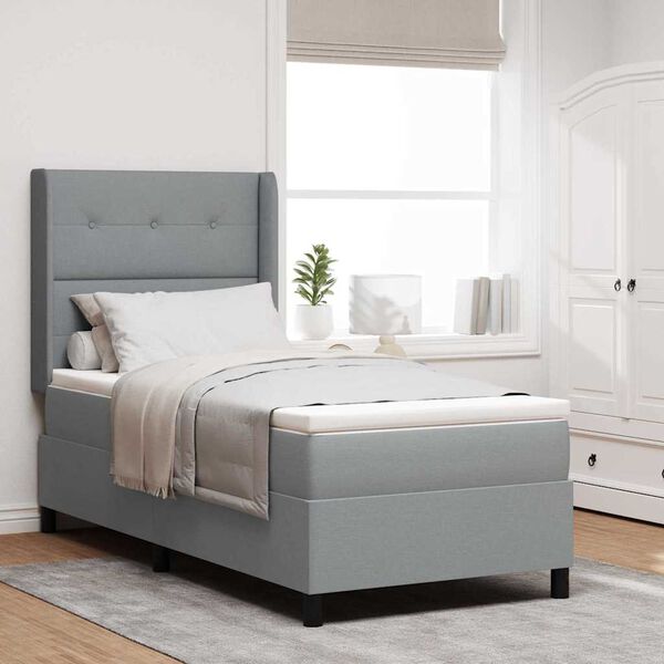 vidaXL Box Spring Bed with Mattress Light gray 31.5" x 78.7" fabric