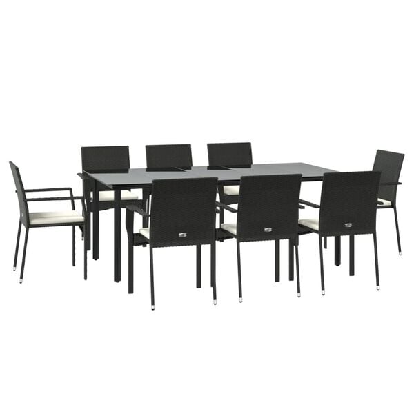 vidaXL Garden Dining Set Black, Cream White
