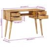 vidaXL Desk Natural Mango Solid Mango Wood Medium Desk Rectangular