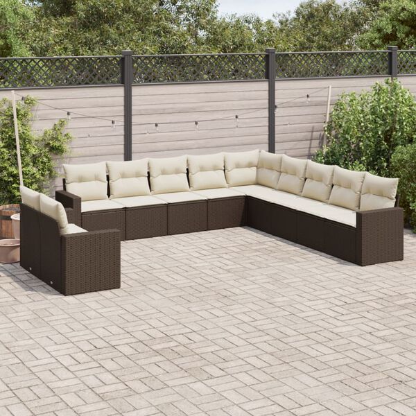 vidaXL Garden Sofa Set Brown, Cream White