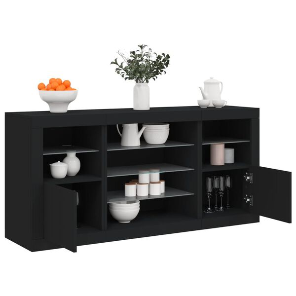 vidaXL Sideboard Black Engineered wood, Glass Medium Sideboard