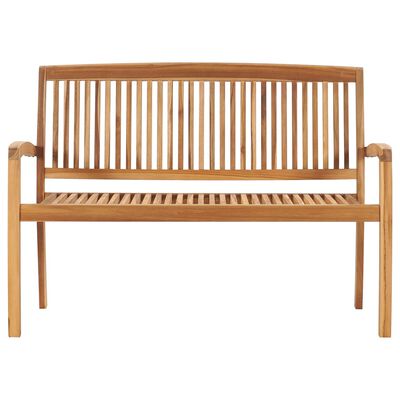 vidaXL Stacking Patio Bench with Cushion 50.6" Solid Teak Wood