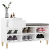vidaXL Shoe Cabinet High gloss white Engineered Wood, Solid Eucalyptus Wood