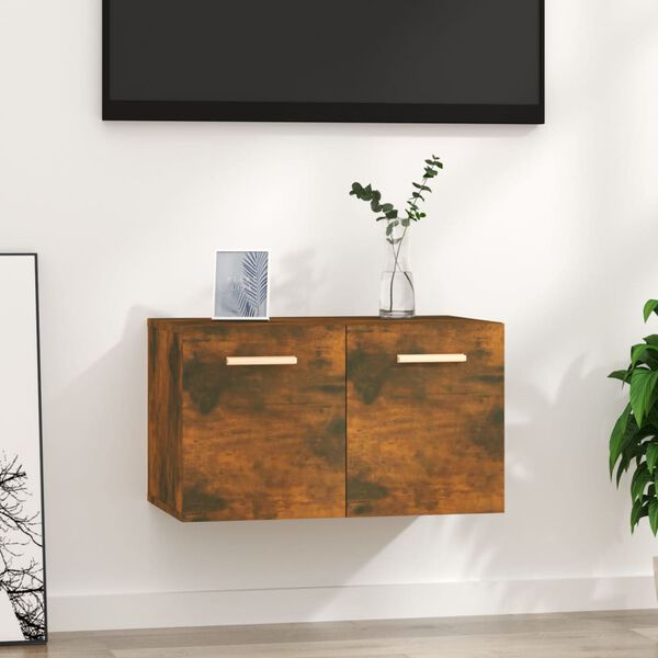 vidaXL Floating Cabinet Smoked Oak Engineered Wood Cabinet Rectangular