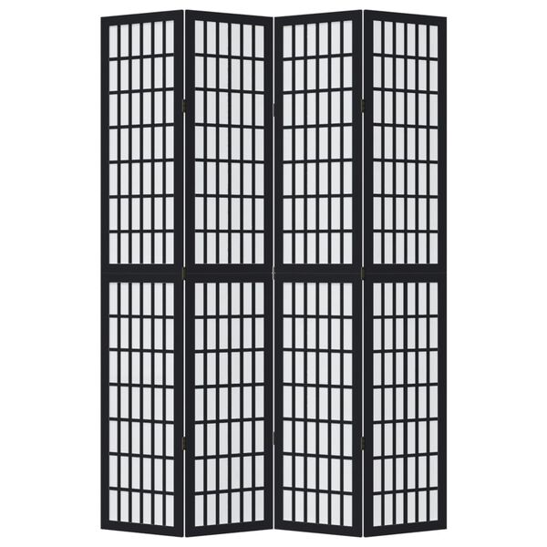 vidaXL Room Divider 4 Panels Black Solid Wood Paulownia