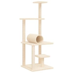 vidaXL Cat Tree Cream Plush, Engineered wood, Sisal Large Durable
