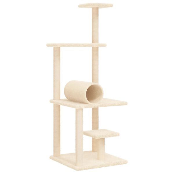 vidaXL Cat Tree Cream Plush, Engineered wood, Sisal Large Durable